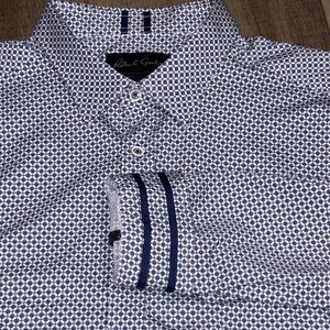 ROBERT GRAHAM Long Sleeve Shirt Men's Size XL Tailored Fit Blue White Print